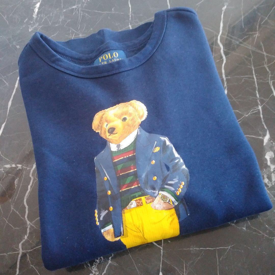 1回着用ポロラルフローレンポロベア トレーナー ネイビー L/G 14-16歳