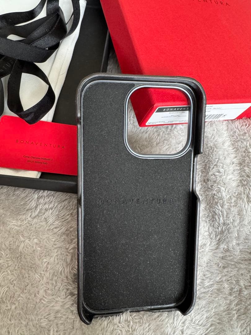 ボナペンチュラ ネイビー iPhone15pro用ケース カードポケット付き