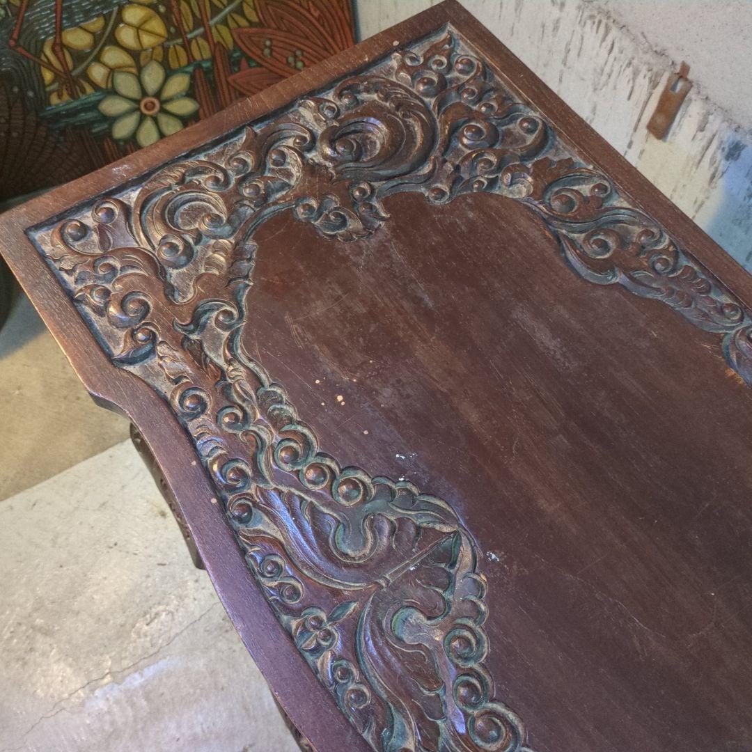 ヴィンテージ 木製彫刻 猫脚 キャビネット ダークブラウン