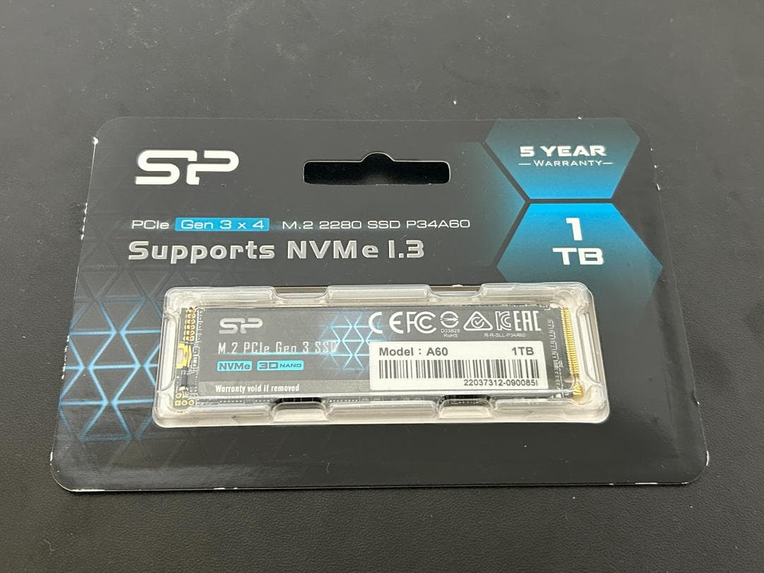 シリコンパワー 1TB NVMe M.2 Gen3x4 2280 SSD