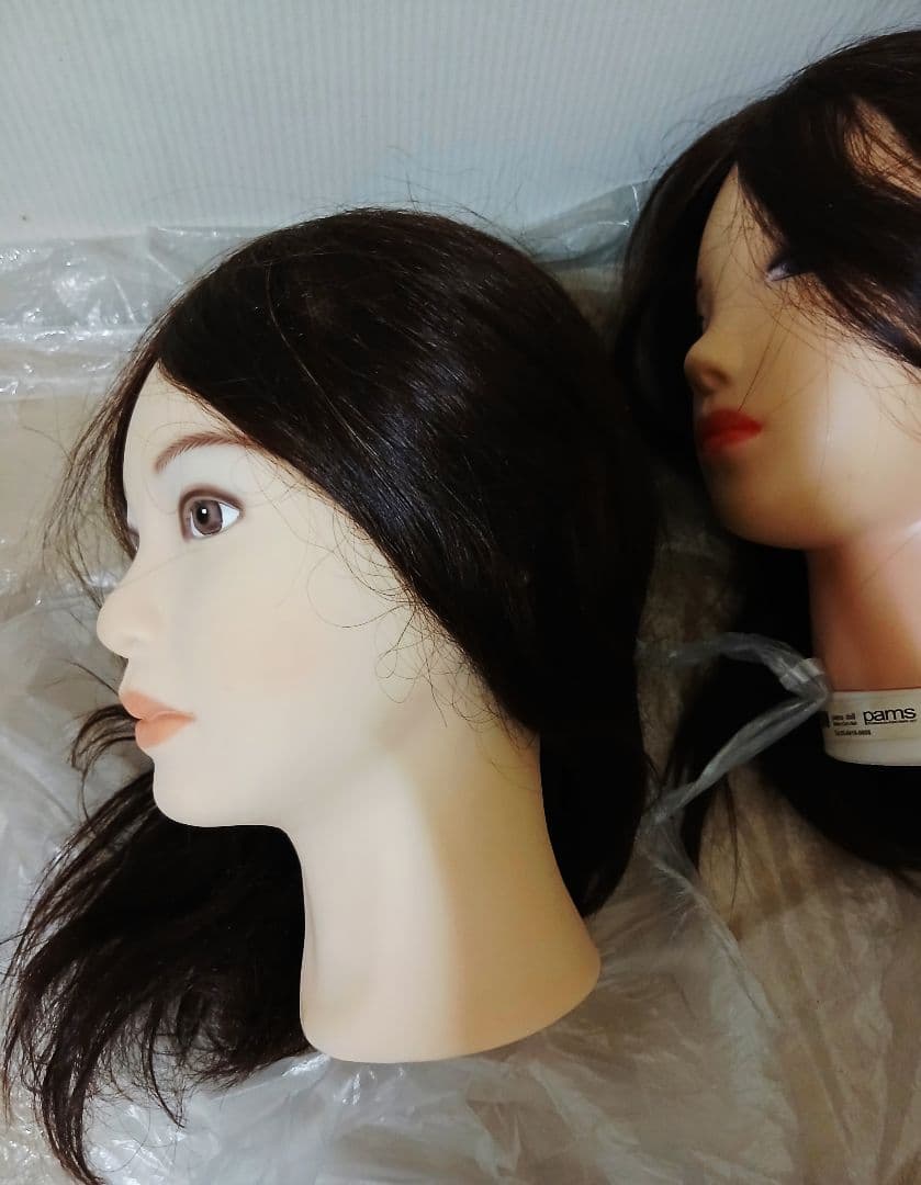 ウィッグ練習用 黒 ミディアム 4体セット