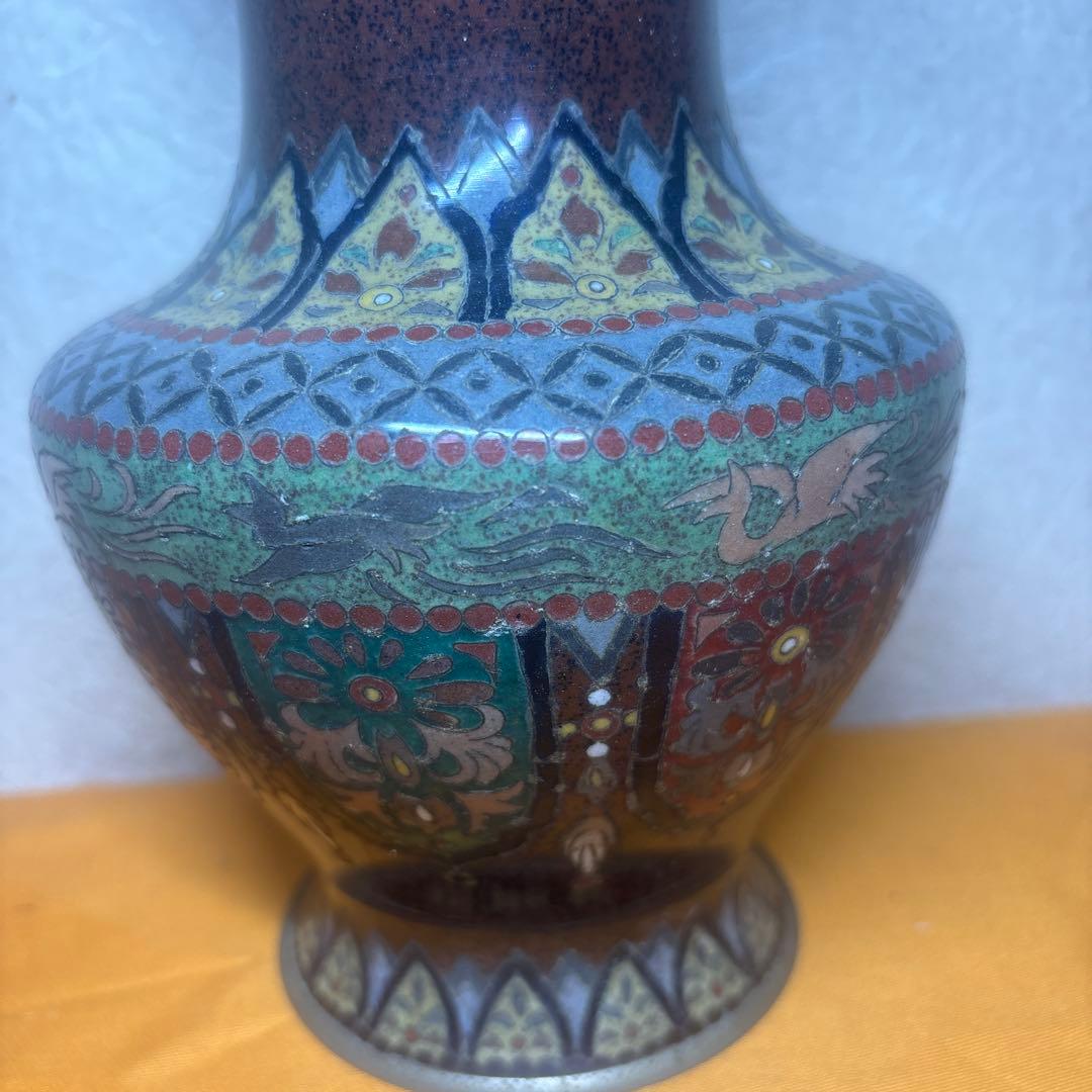 美品 高級日本七宝花瓶 鳳凰 花唐草文 骨董