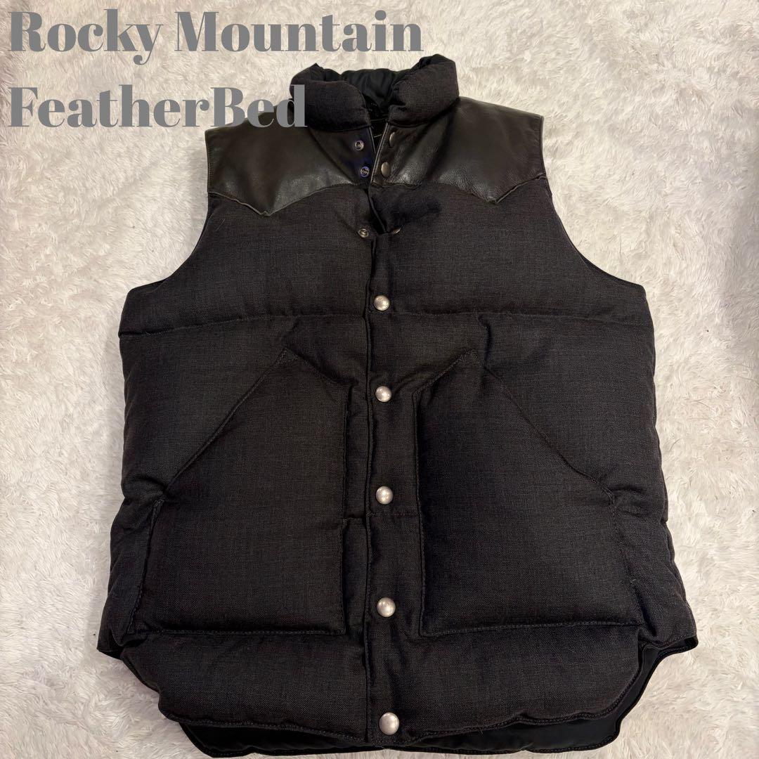 ロッキーマウンテンフェザーベッド ダウンベスト レザー　ブラック 38