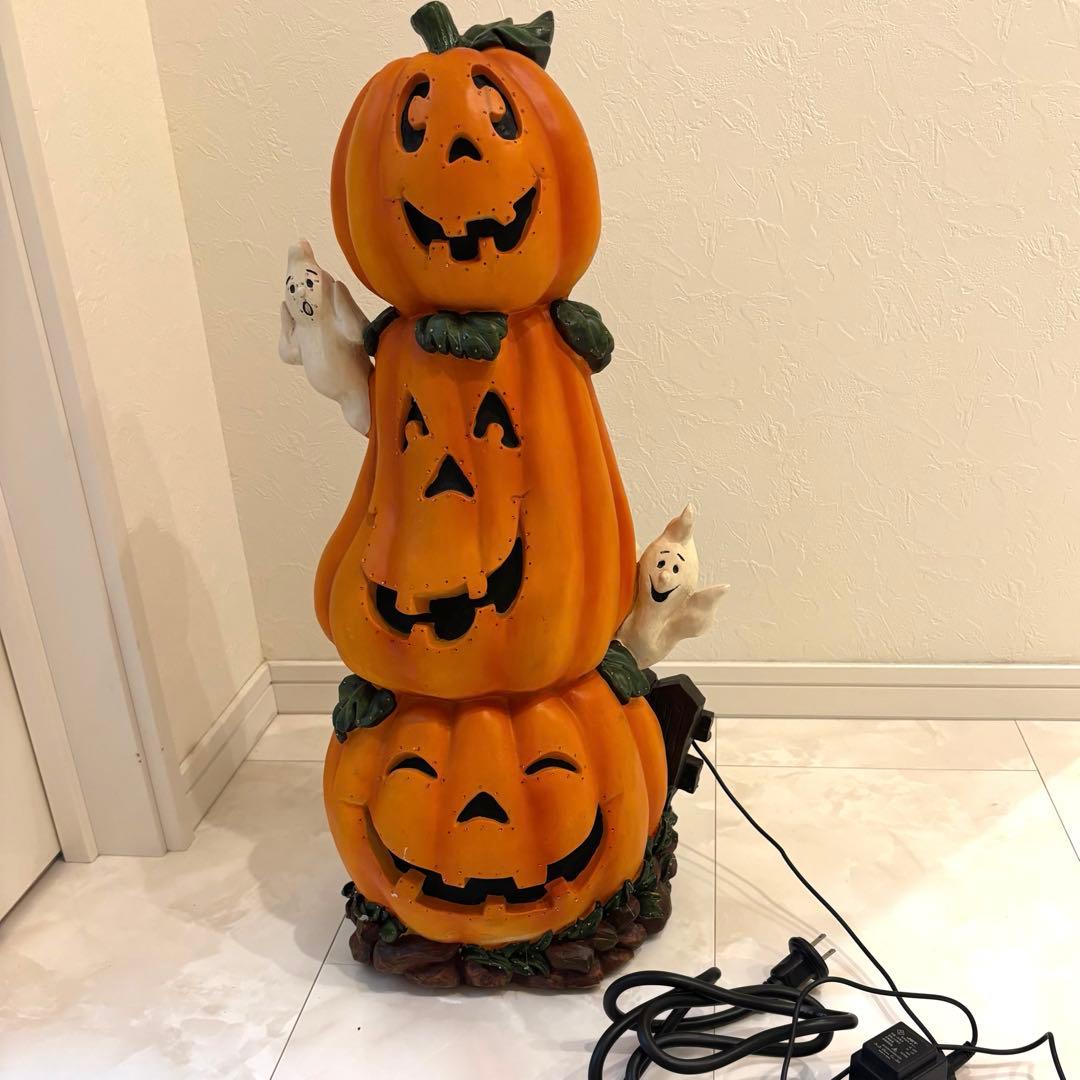存在感あり！　ハロウィン カボチャの置物 3段　（光ファイバ）