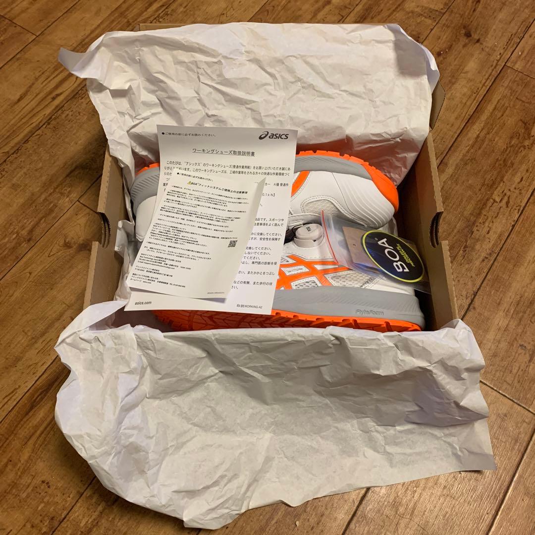 ASICS BOAシステム安全靴 ホワイト/オレンジ26.0