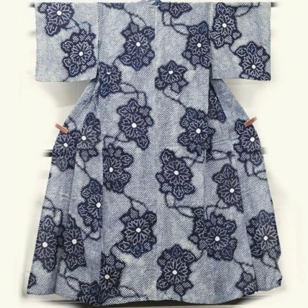 有松絞り　浴衣　　身丈155 三浦絞り　綿　有松鳴海絞り　紺地ワントーン