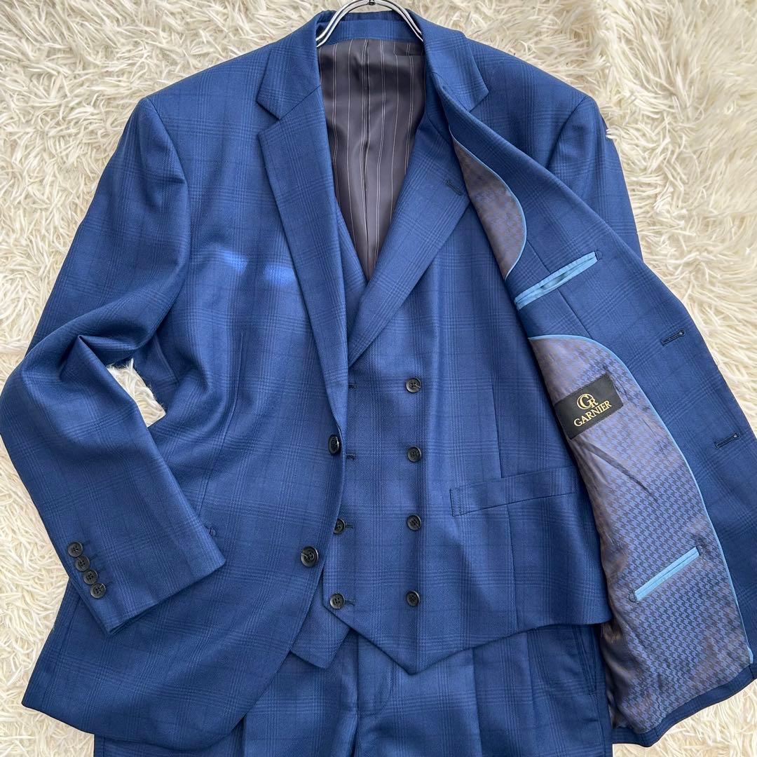 極美品✨ ガルニエ 近年モデル スーツ 大きいサイズ LL 3ピース チェック柄