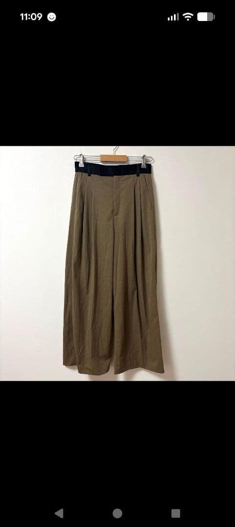 アダムエロペ【36】ワイドパンツ バイカラーベルトドレスパンツ