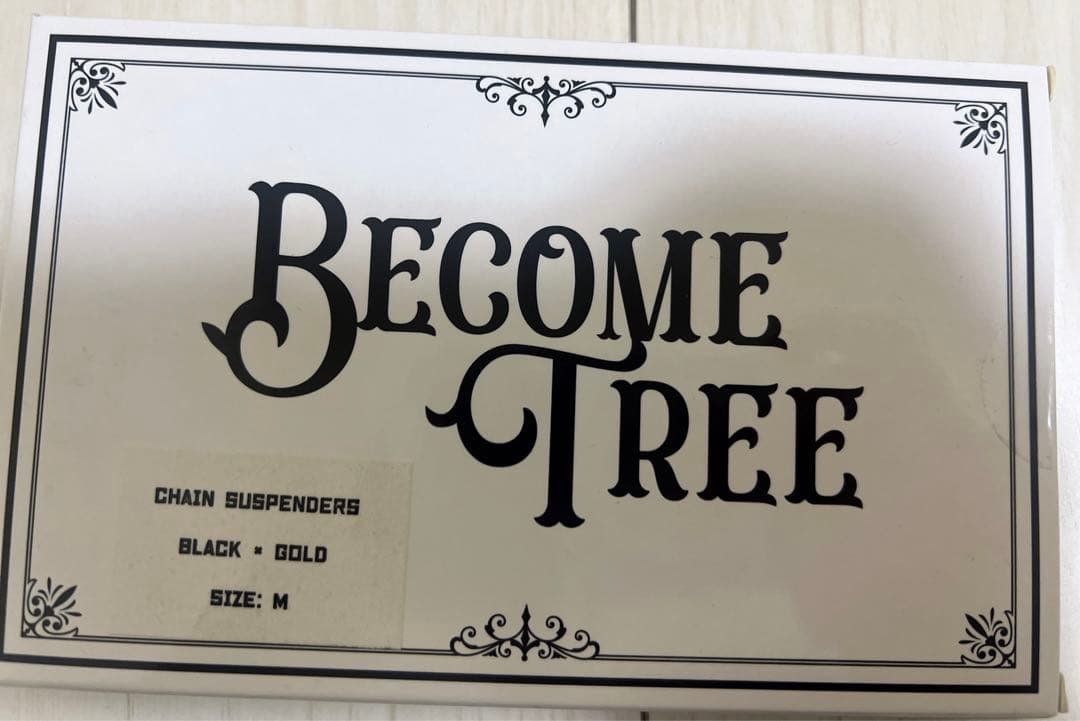BECOME TREE ブラック×ゴールドチェーンサスペンダーM