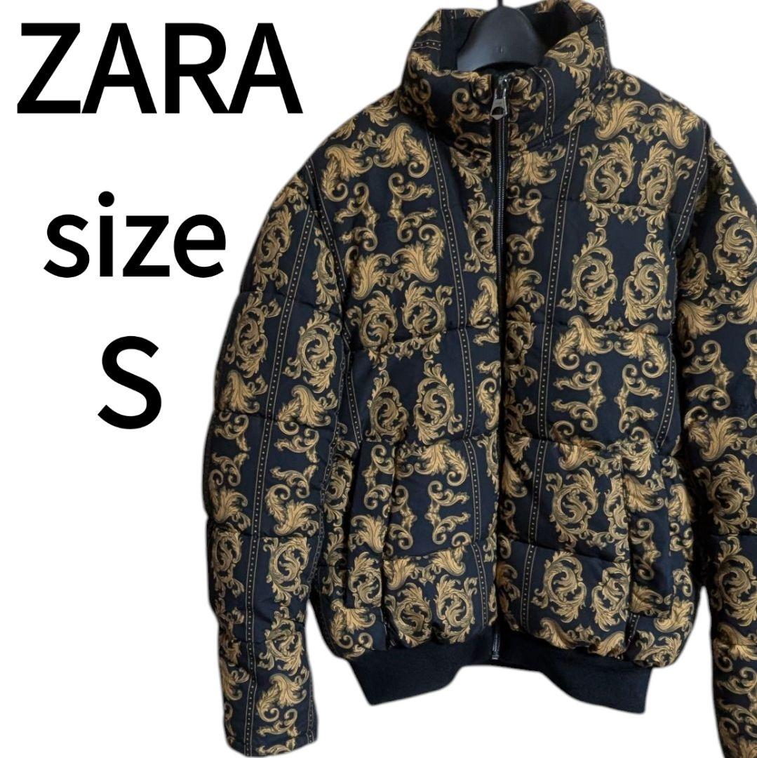 ZARA バロック調 パフジャケット 総柄 ダウンジャケット メンズS