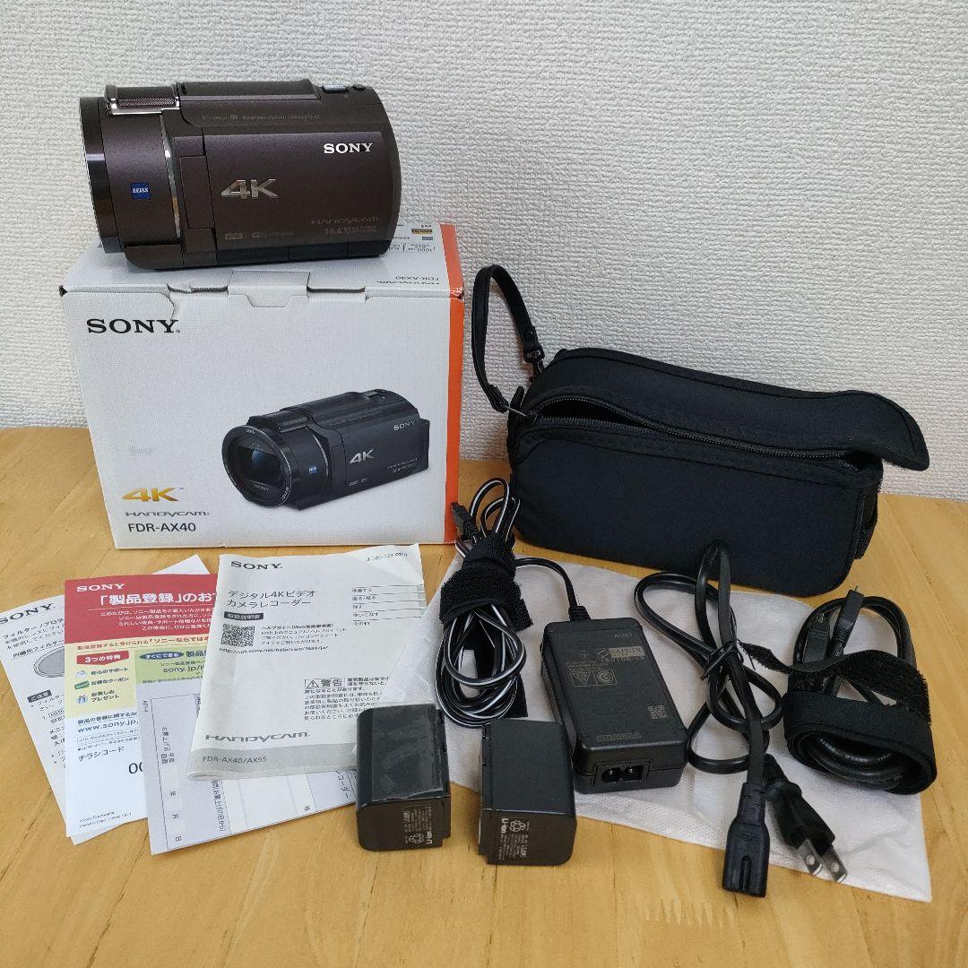 ソニー4Kビデオカメラ SONY FDR-AX40　バッテリー2個