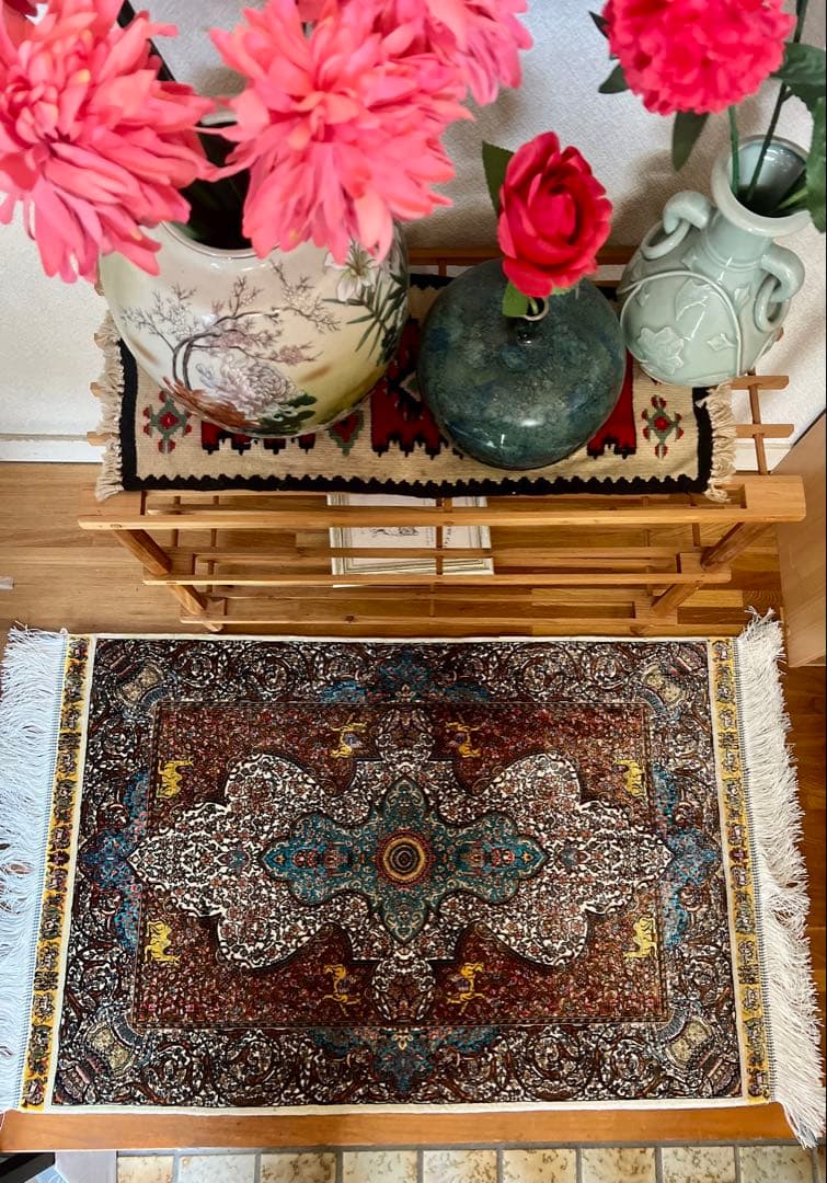 イラン、シルク銀柑シルクラグ/サイズ：60x90cm…..mp2。