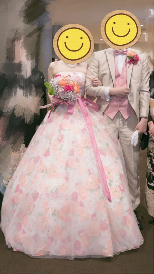 【引越しの為値下げ】YNS ウェディングドレス カラードレス 花柄 パニエ付き