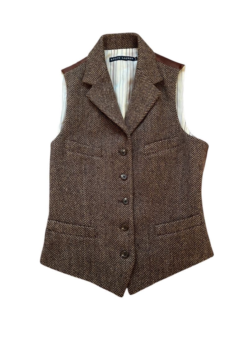 【美品】Ralph Lauren ベスト付き ヘリンボーン テーラードジャケット
