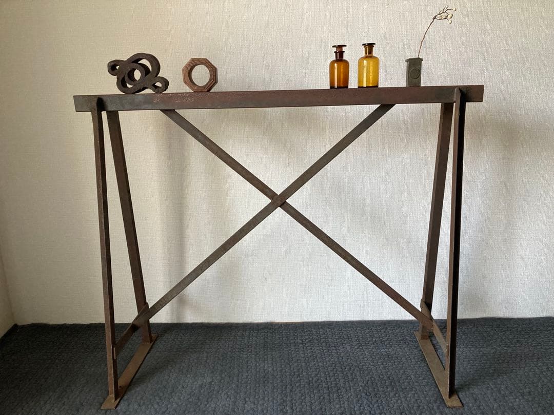 錆鉄　作業台　鉄柵　車止め　鉄棚　古鉄　超メルカリ市中　20000→18000