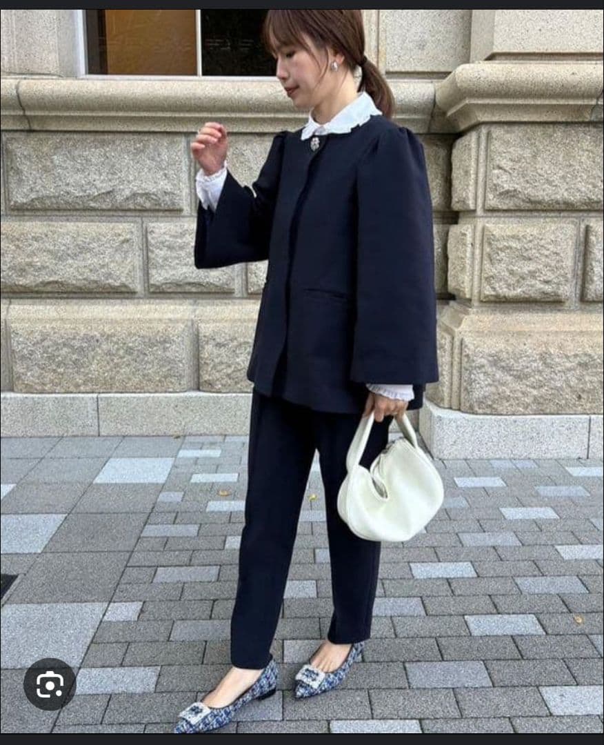 OHGA オーガ　セレモニー　ビジュー　ノーカラージャケット　フレア　パフ