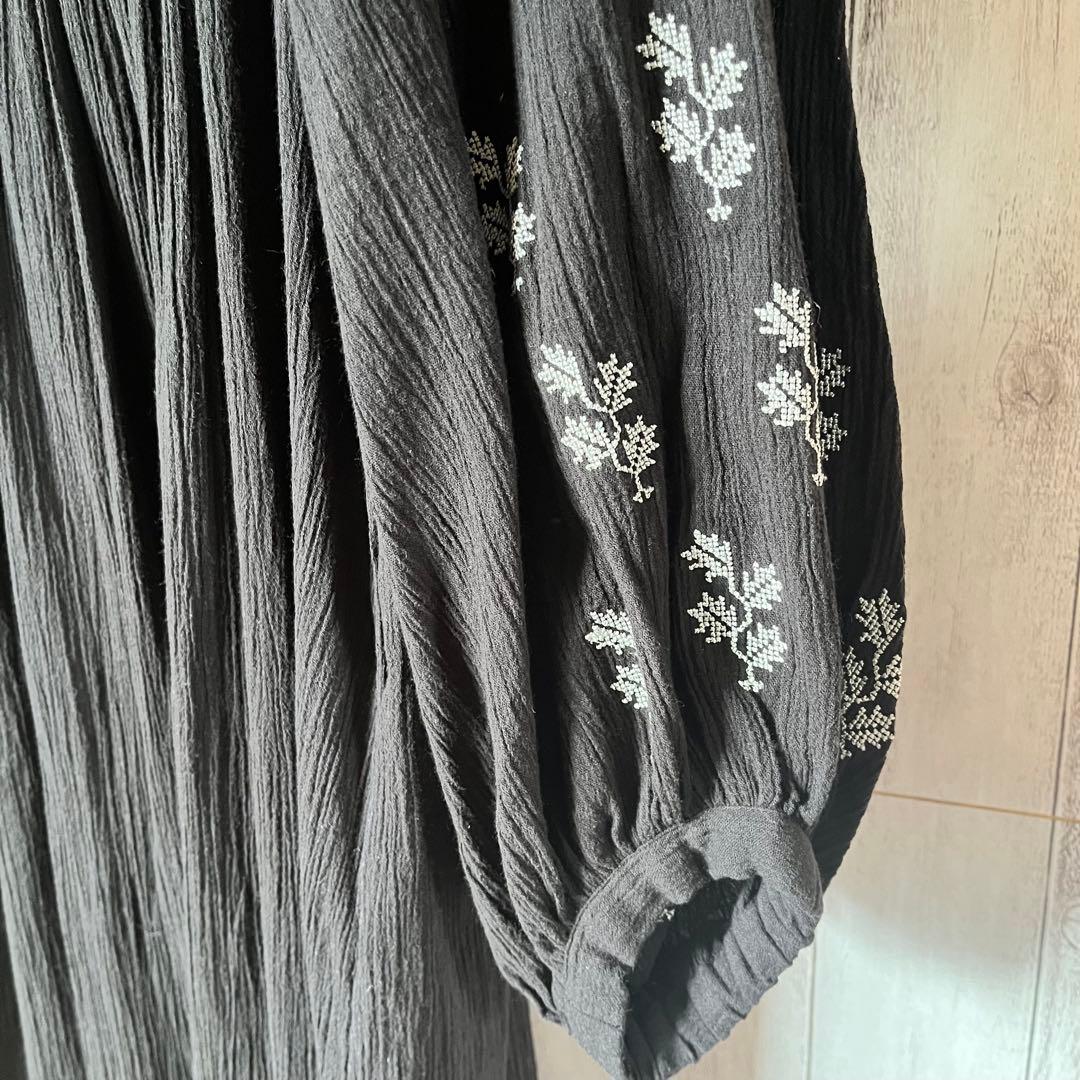 ももこ【ヌキテパ】 コットン ガーゼ リーフ エンブロイダリーヨークドレス