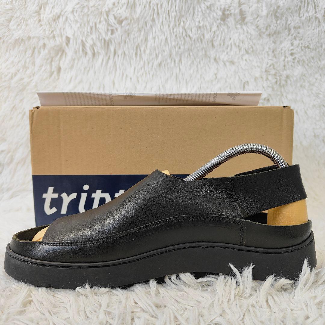良品　trippen　sound black 40　26cm レザーサンダル