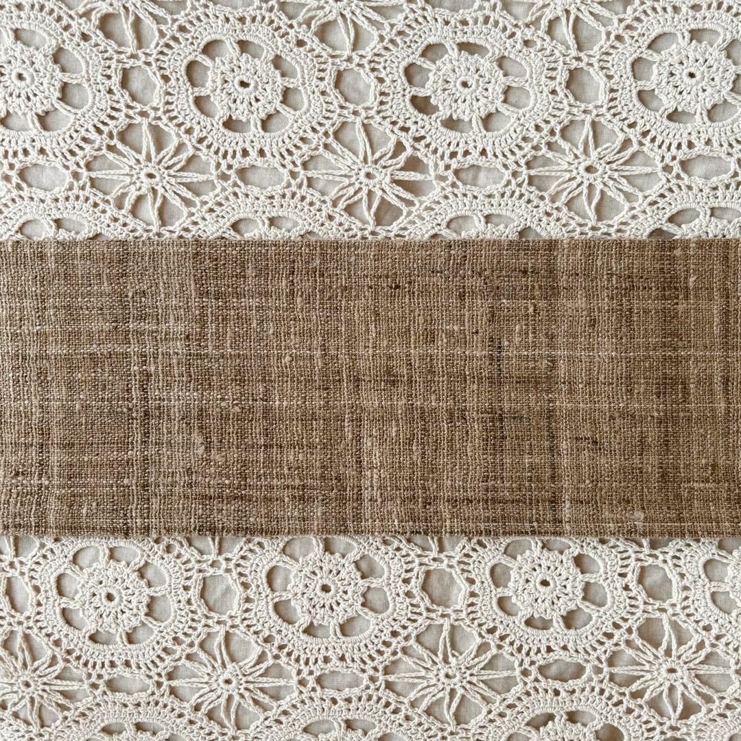 樹木の幹を思わせる焦げ茶色 無地帯 紬帯 信州紬 名古屋帯