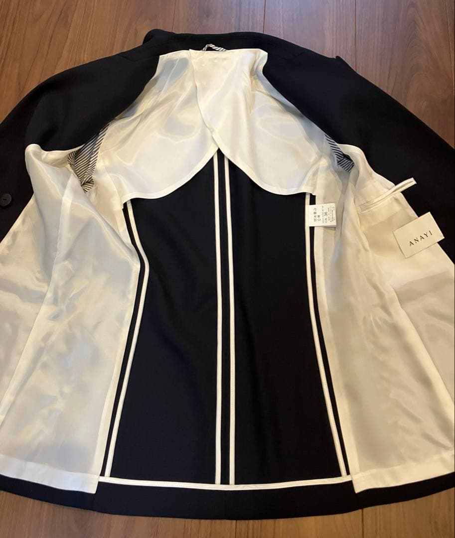 ANAYI ネイビー ウールオックス ダブルジャケット　ダブルブレスト ブレザー