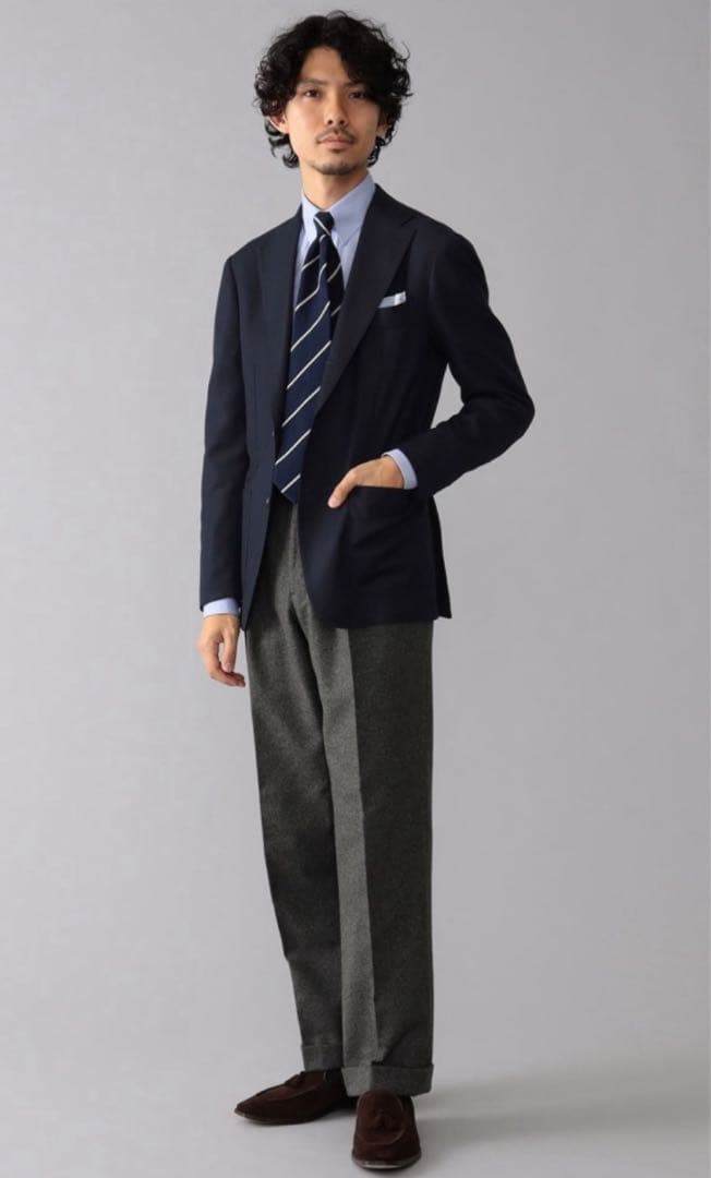 リングヂャケット製 Brilla ロロピアーナ生地ネイビージャケット 定価11万