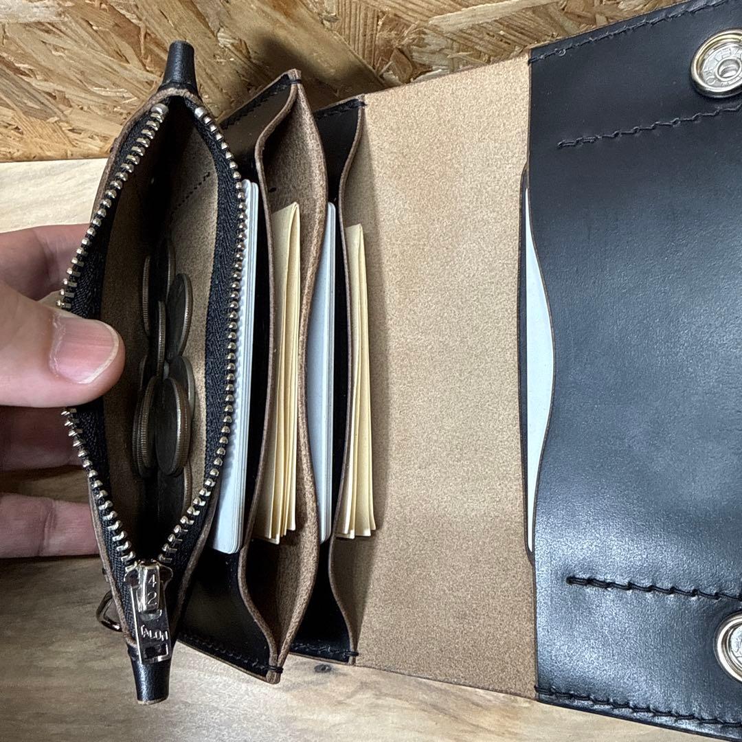 ホーウィン社 クロムエクセル 150 カスタム トラッカーウォレット 茶芯 Ni