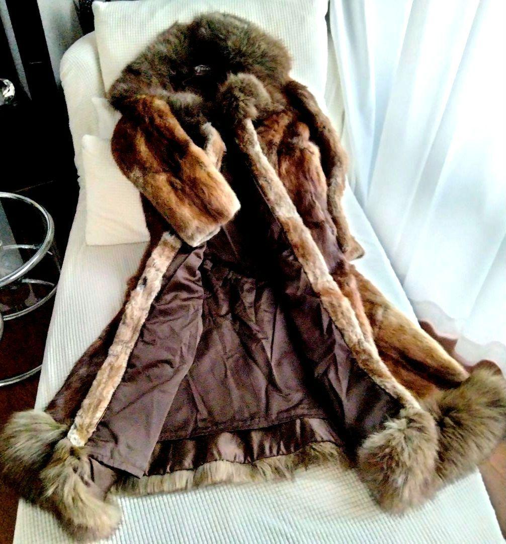 未使用品❤毛皮ロングコートリアルファー 毛皮コートブラウン