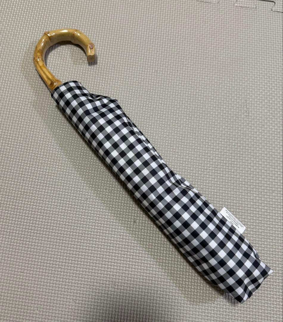 東原亜希さん FORME 晴雨兼用折り畳み日傘 ギンガムチェック ブラック