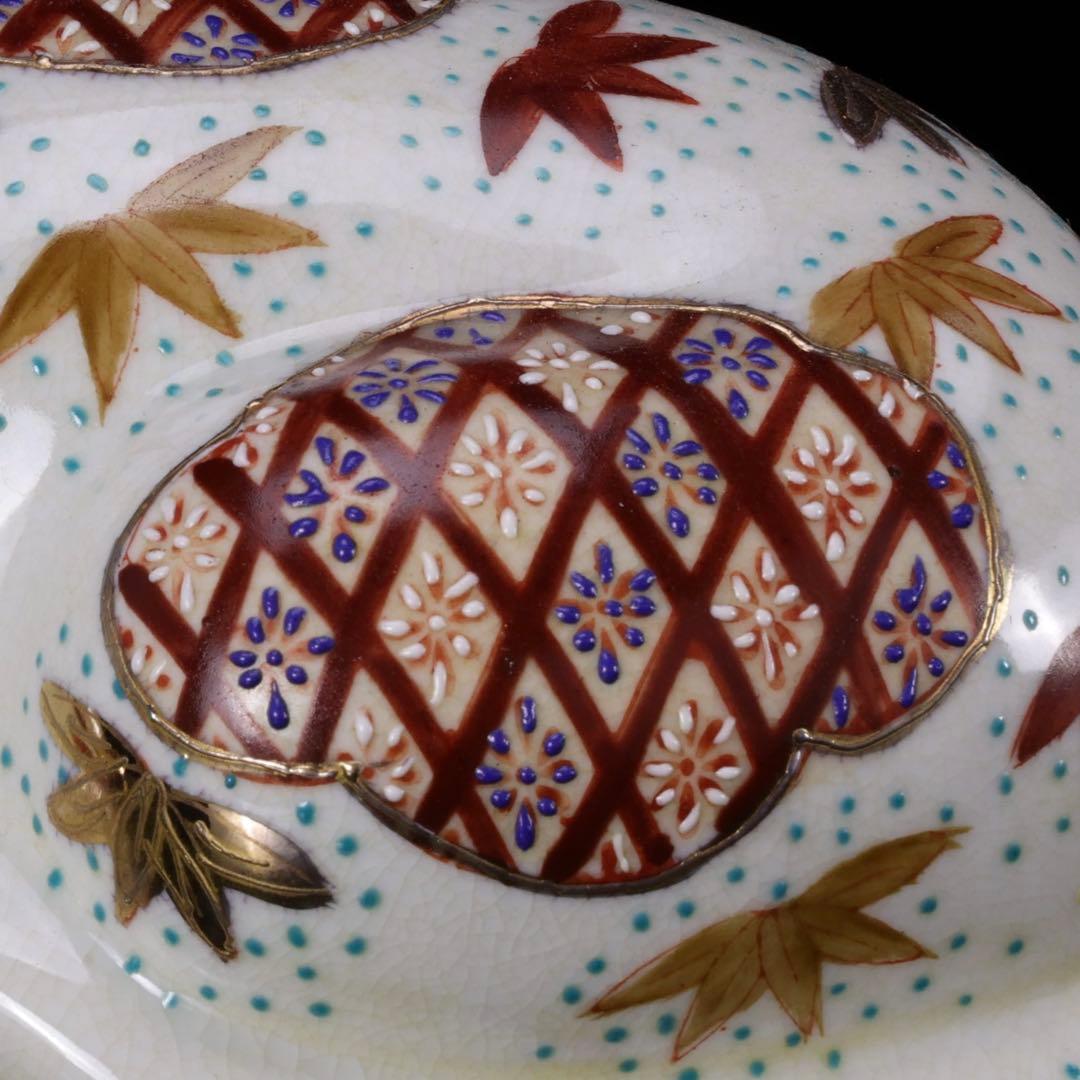 h*a様 【希少・美品】九谷焼 招き猫 眠り猫 金彩色絵 紅葉文 縁起物 骨董品