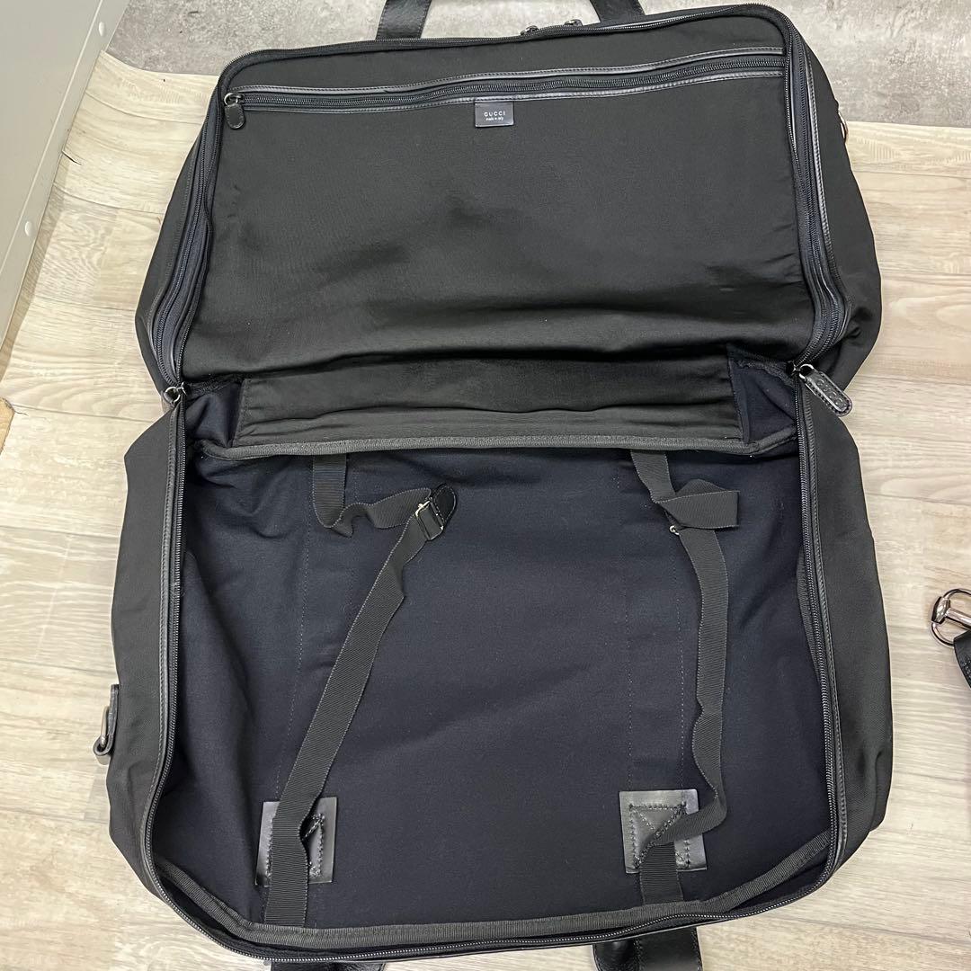 GUCCI グッチ 大容量 ボストンバッグ ナイロン レザー 2WAY ブラック