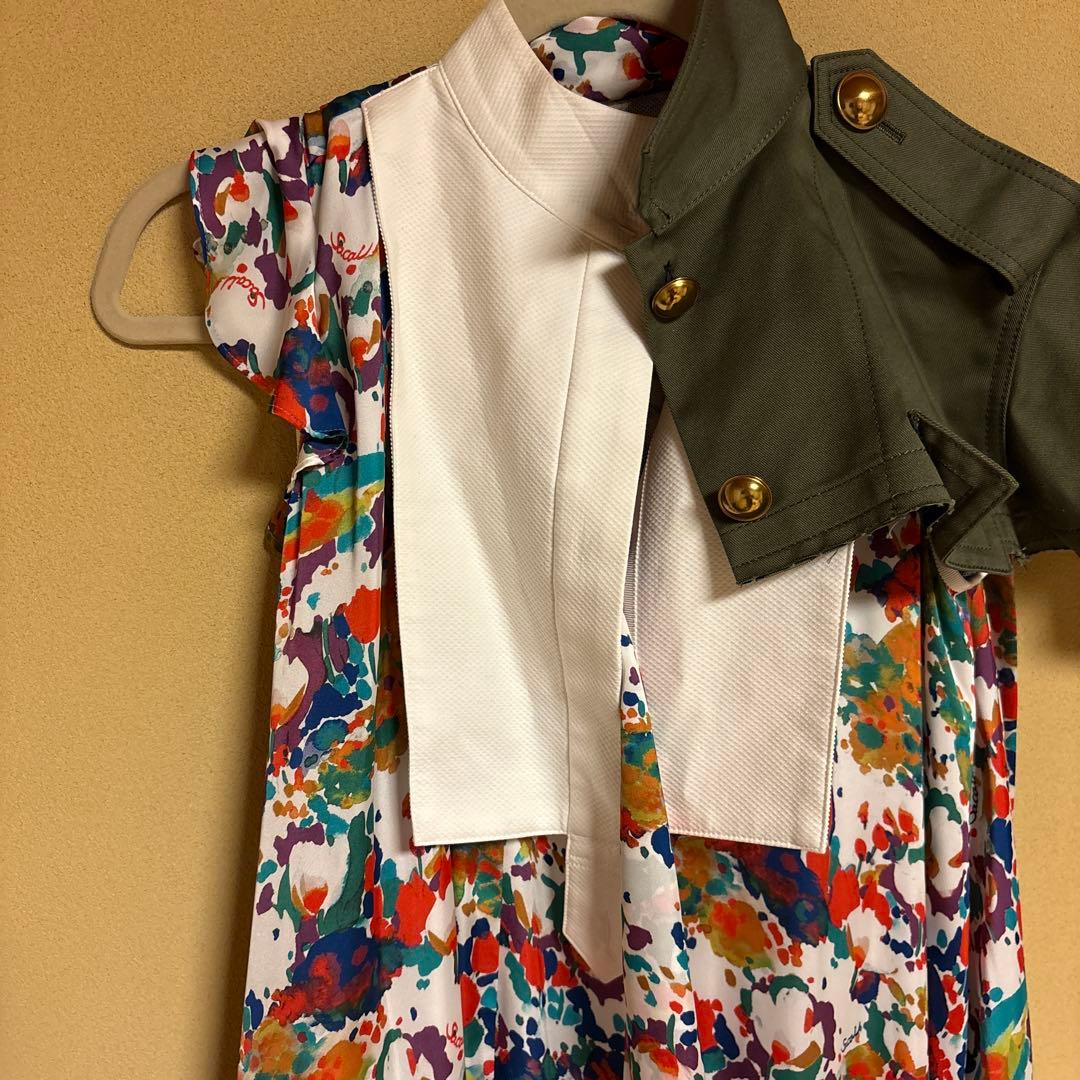 Sacai フラワープリント ミリタリー ワンピース