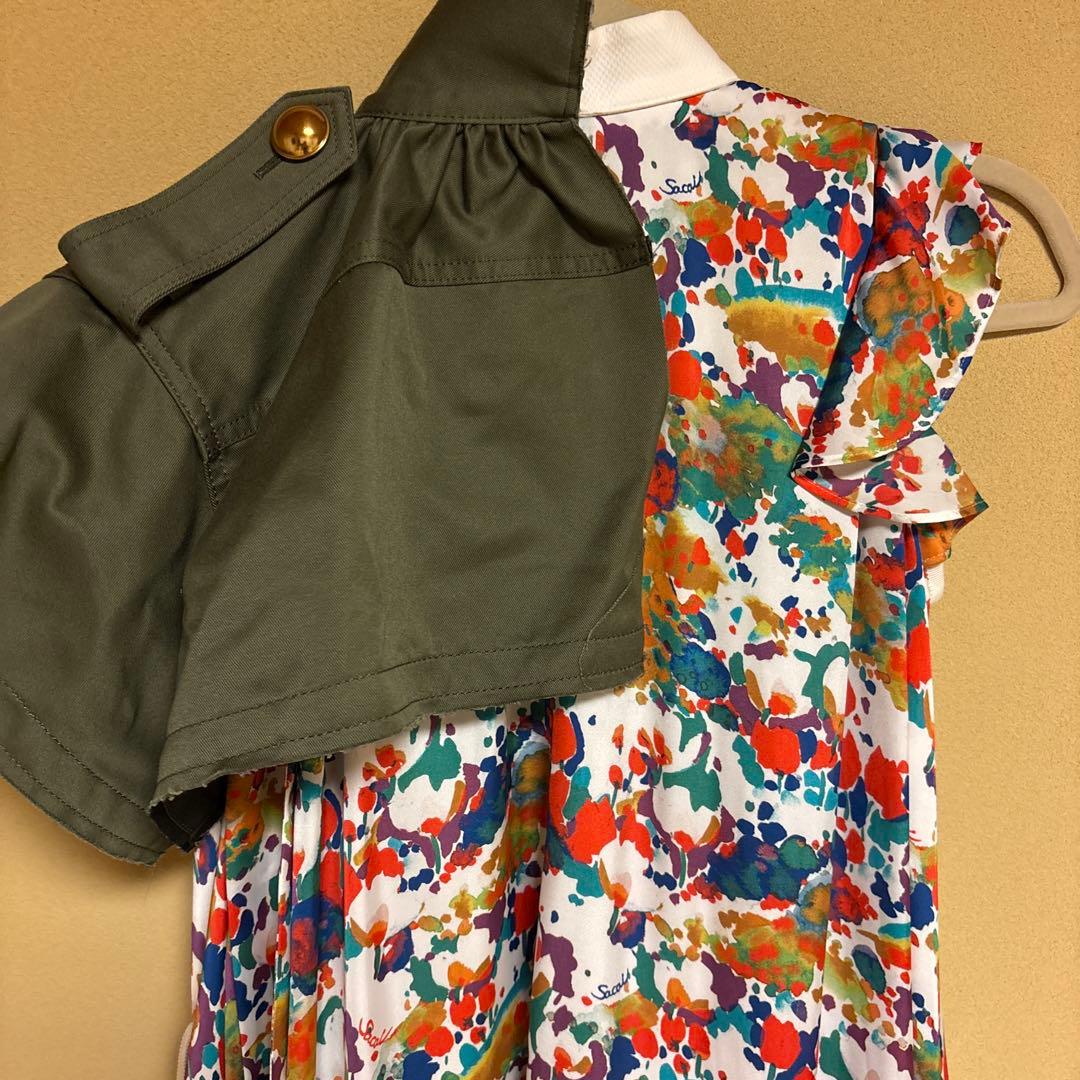 Sacai フラワープリント ミリタリー ワンピース