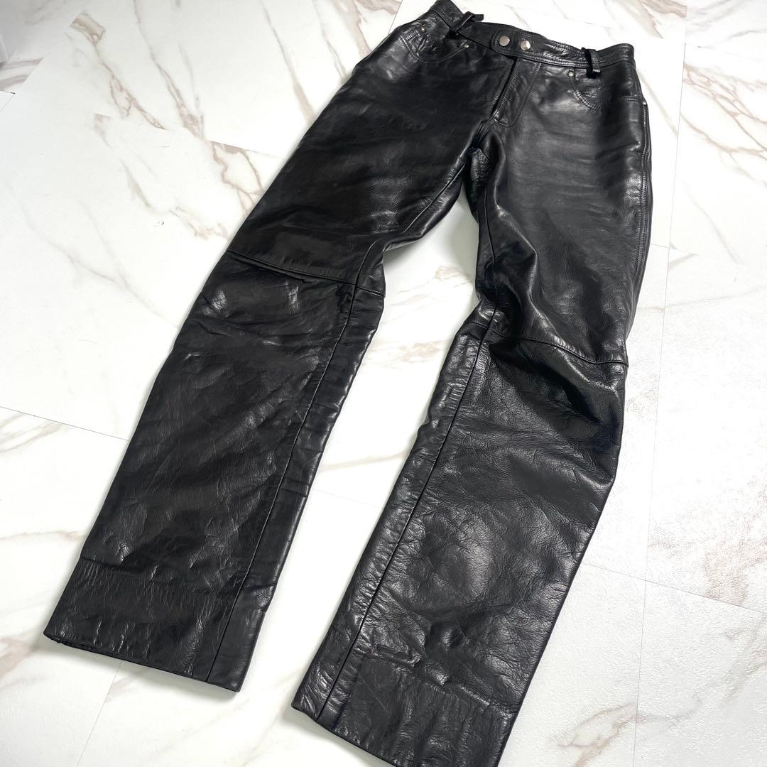 入手困難✨ RRL ダブルアールエル 三つ星 レザーパンツ バイク ブラック