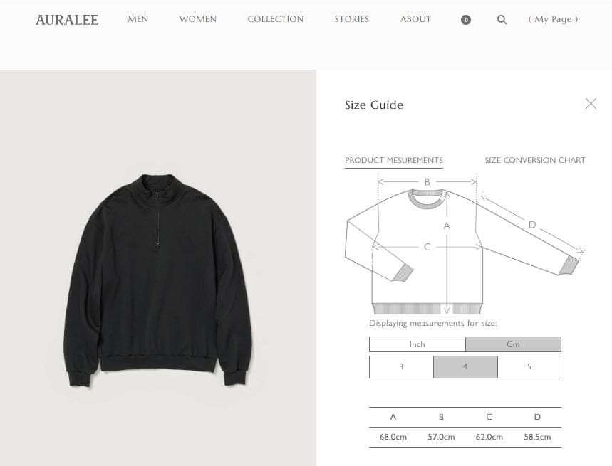 AURALEE - SWEAT HALF ZIP P/O (新品未使用)