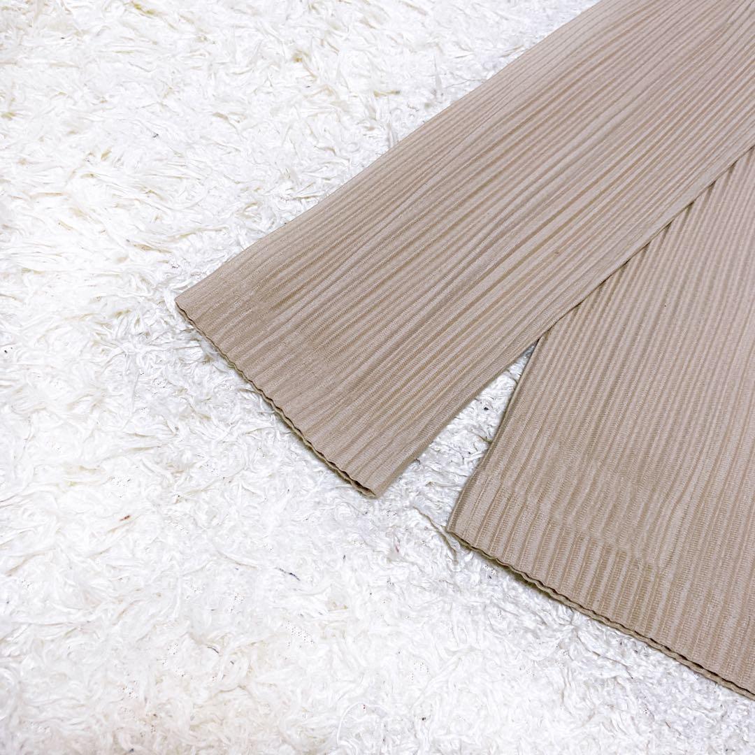 プリーツプリーズ　長袖Ｖネックカットソー　アイボリー　サイズ3