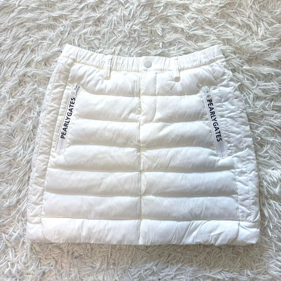 最新 パーリーゲイツ ダウン スカート 中綿 白 ゴルフ ウェア キルティング