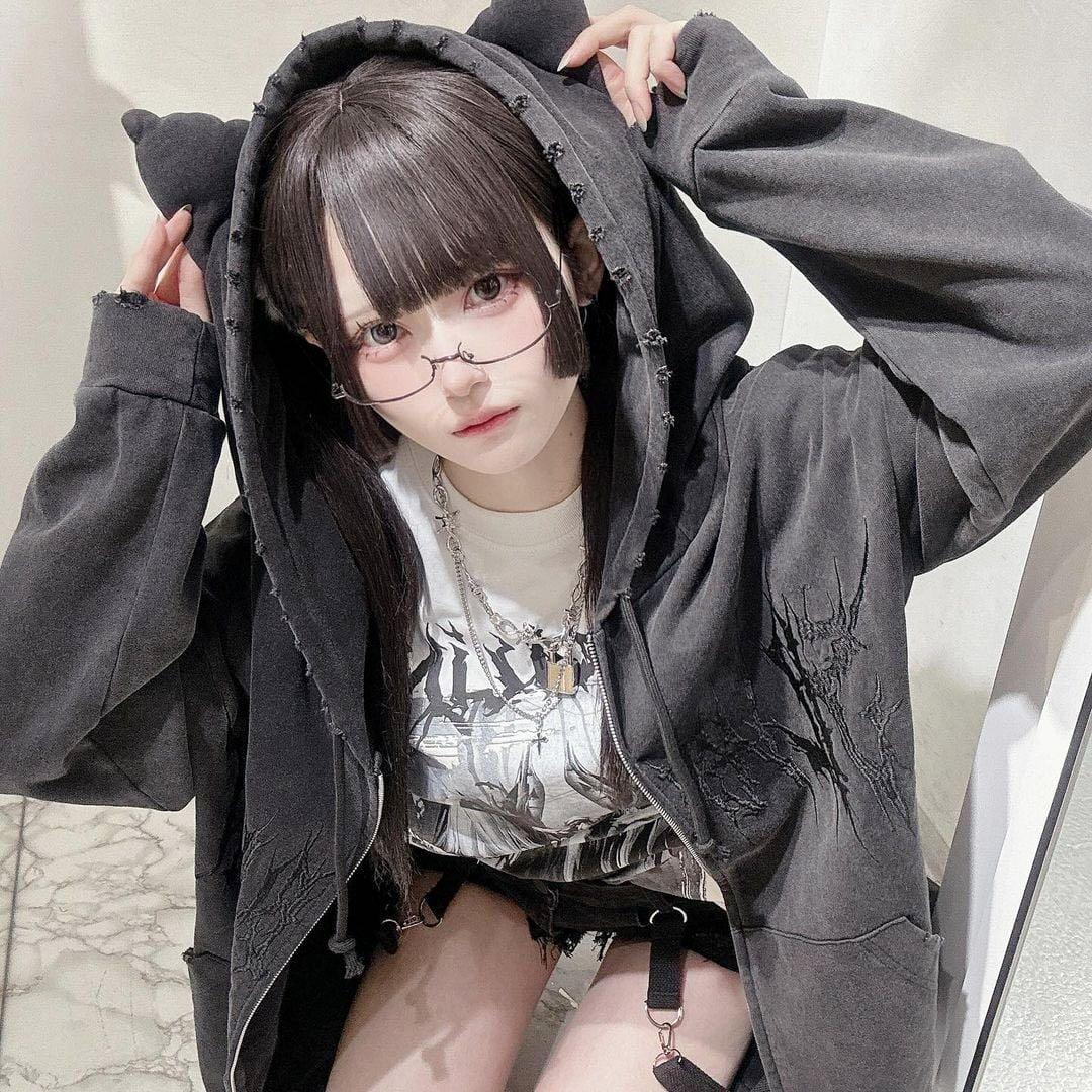 VOLCAN & APHRODITE ネコ耳ピグメントZIPパーカー