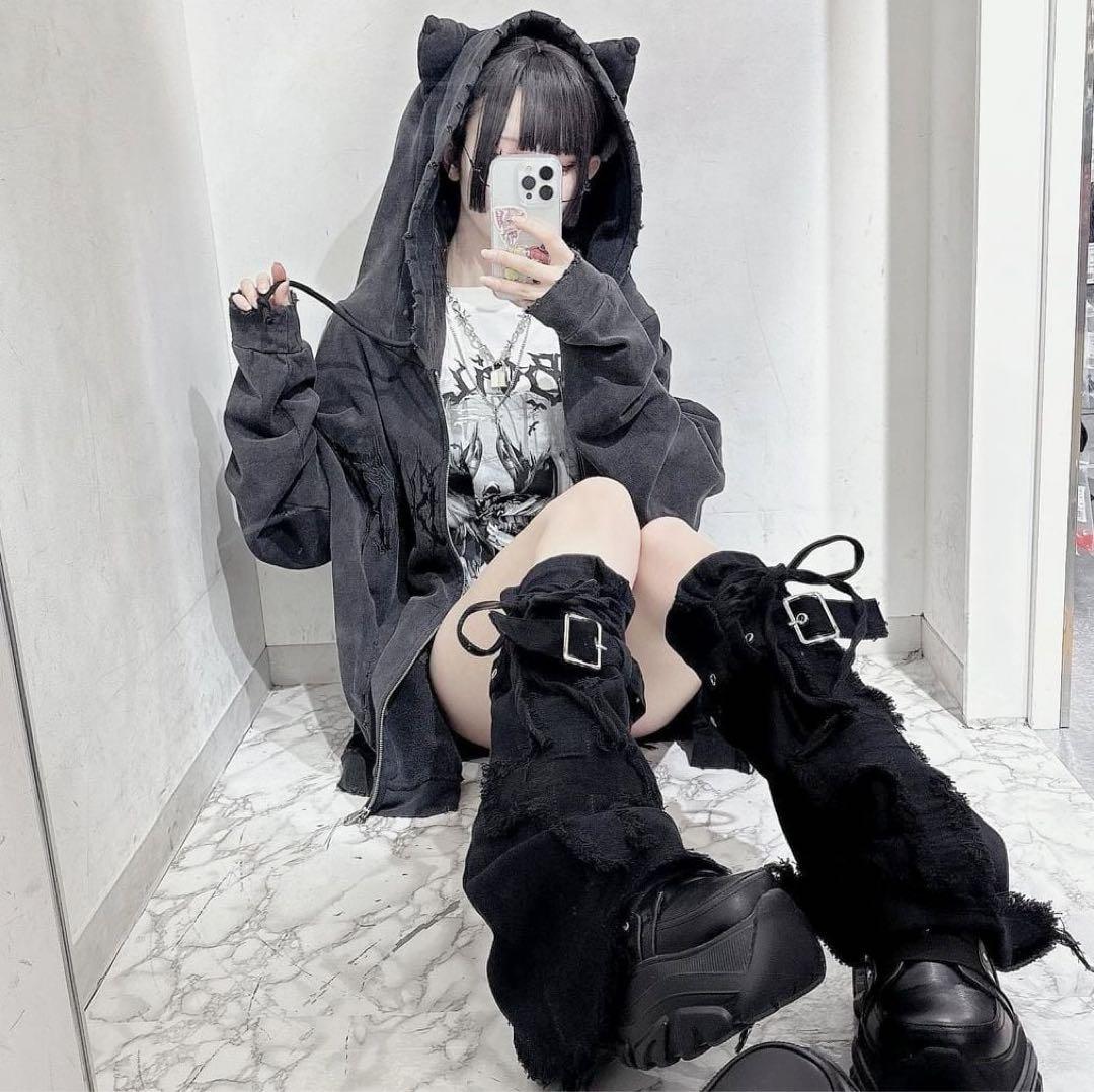 VOLCAN & APHRODITE ネコ耳ピグメントZIPパーカー