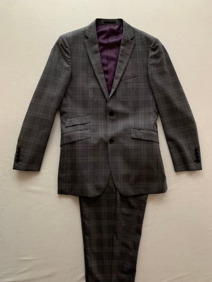 [シン］美品 BURBERRY LABEL スーツ グレー チェック L