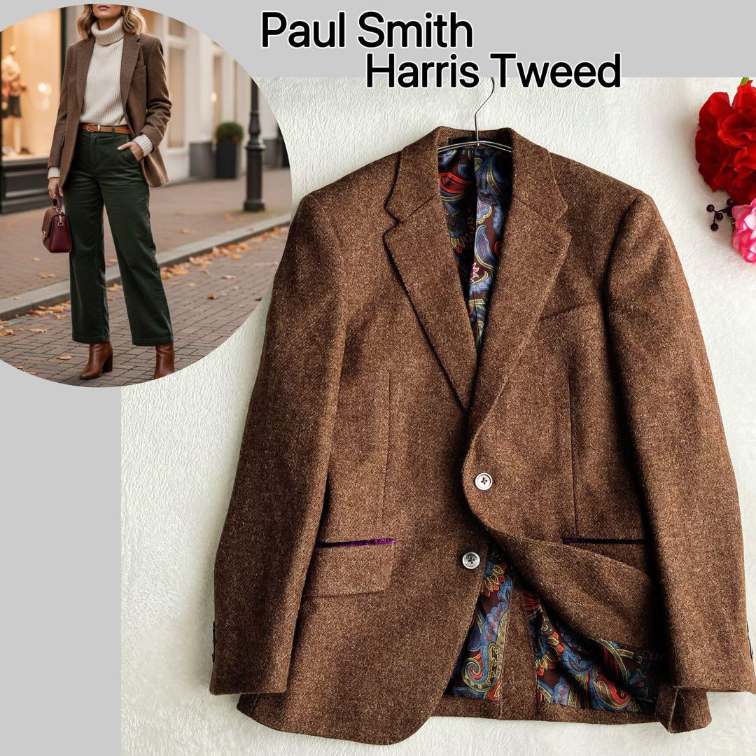 ポールスミス×ハリスツイード★テーラードジャケット ツイード ペイズリー 総柄
