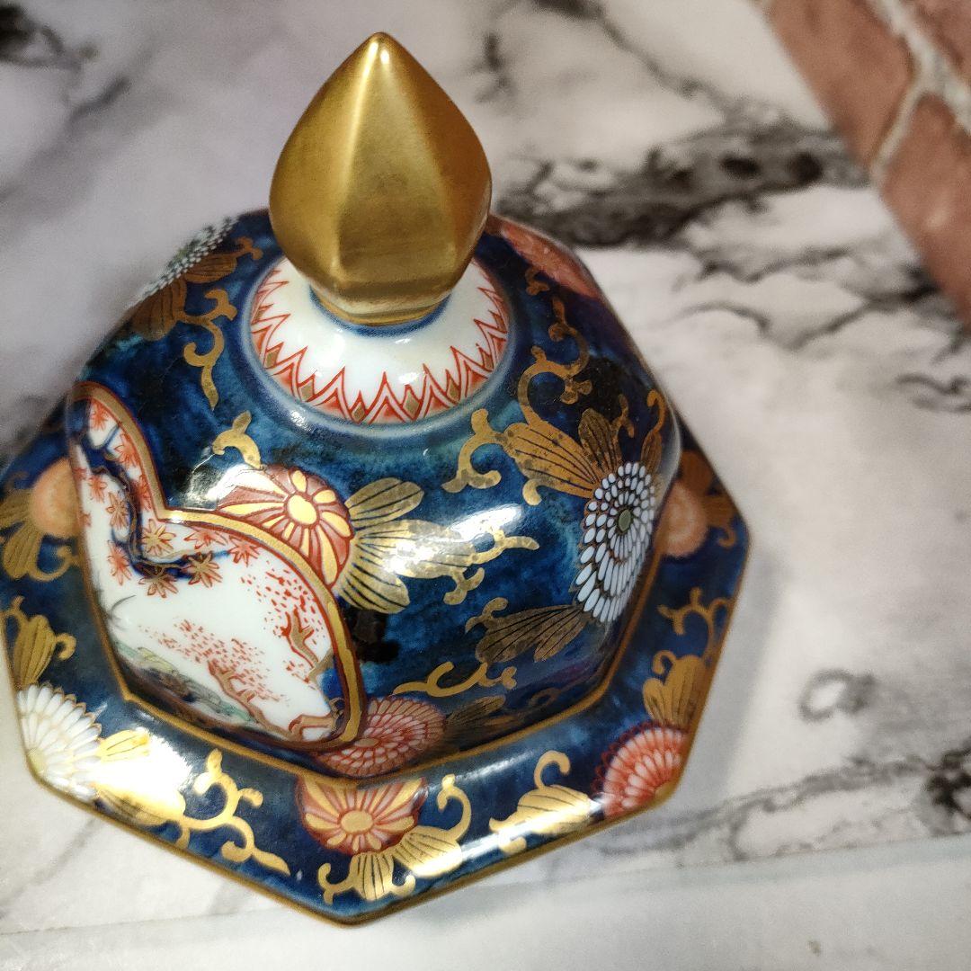 エンエン 7175其泉 沈香壺 琳派古伊万里 賞美堂其泉窯 染錦金彩琳派図