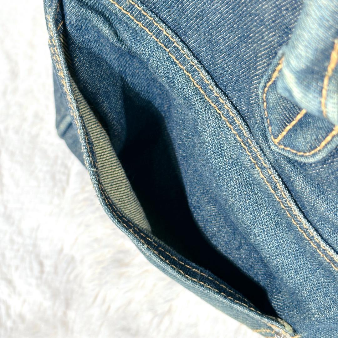 デニム ハンドバッグ ベルト リメイク ジーンズ 豹柄 鍵付 南京錠