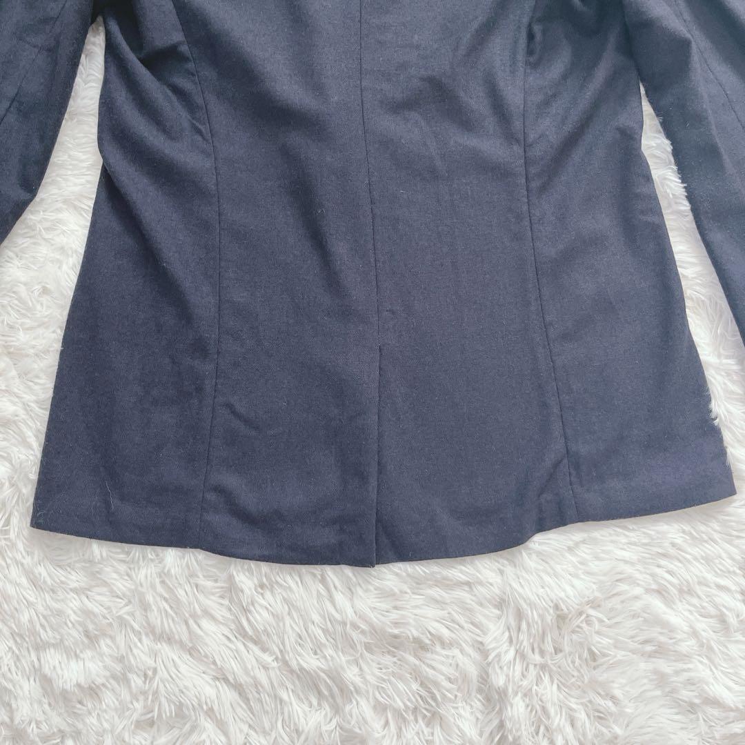 希少　ヤントル　ノーカラー　ジャケット　ネイビー