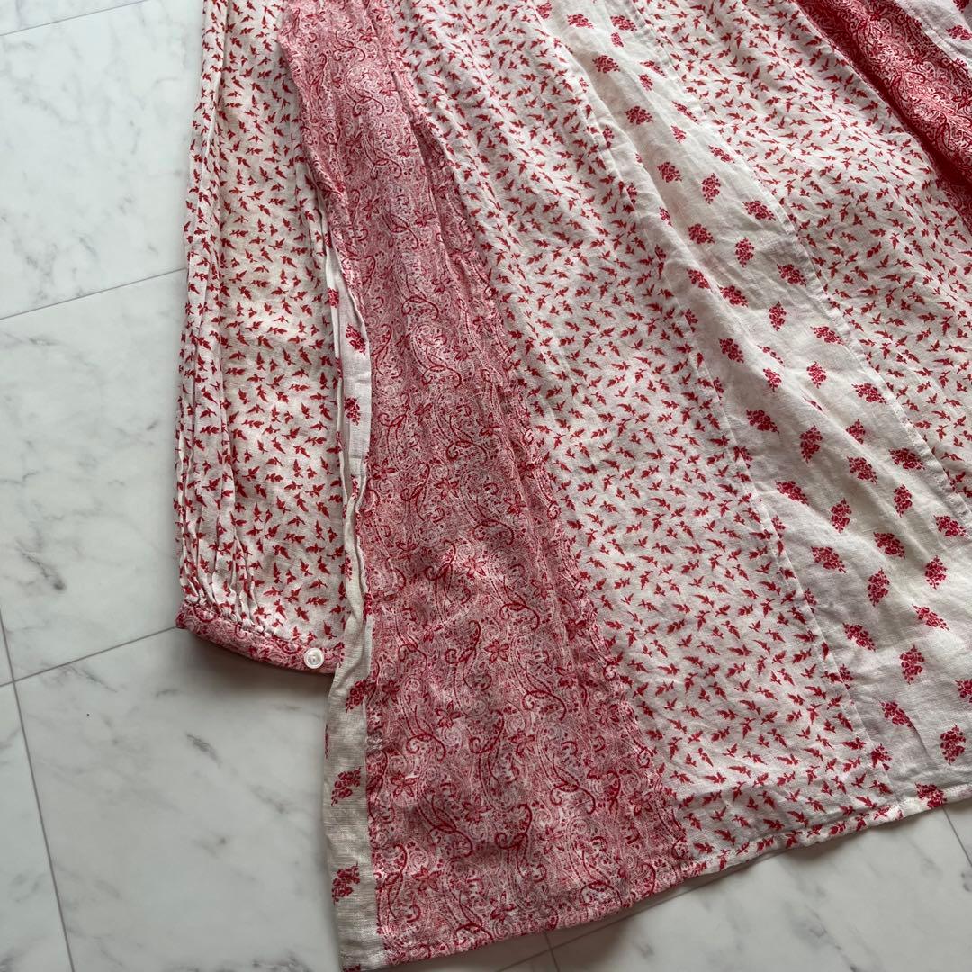 45R 小花柄 ×ペイズリー柄　パッチワーク チュニック コットン　日本製