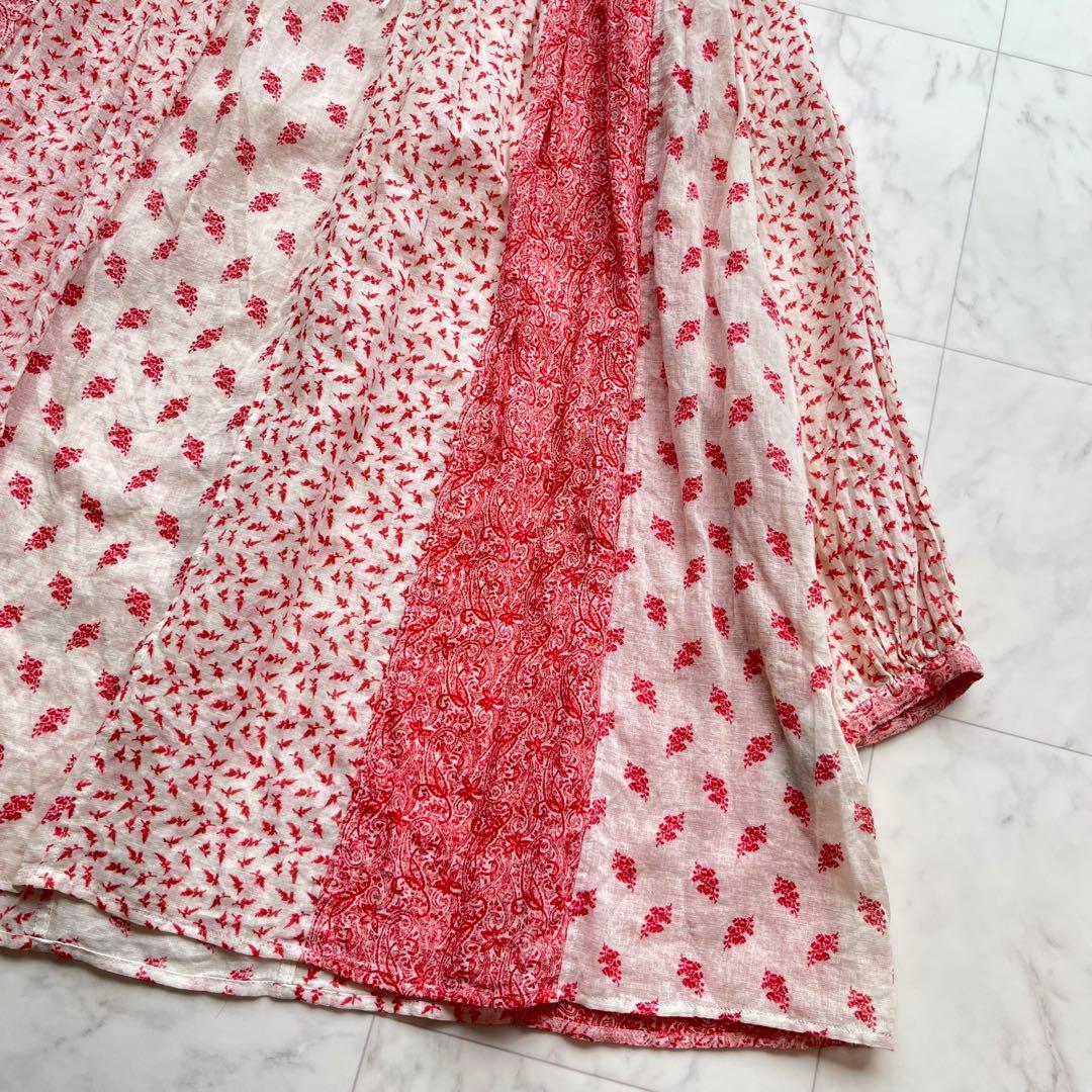 45R 小花柄 ×ペイズリー柄　パッチワーク チュニック コットン　日本製