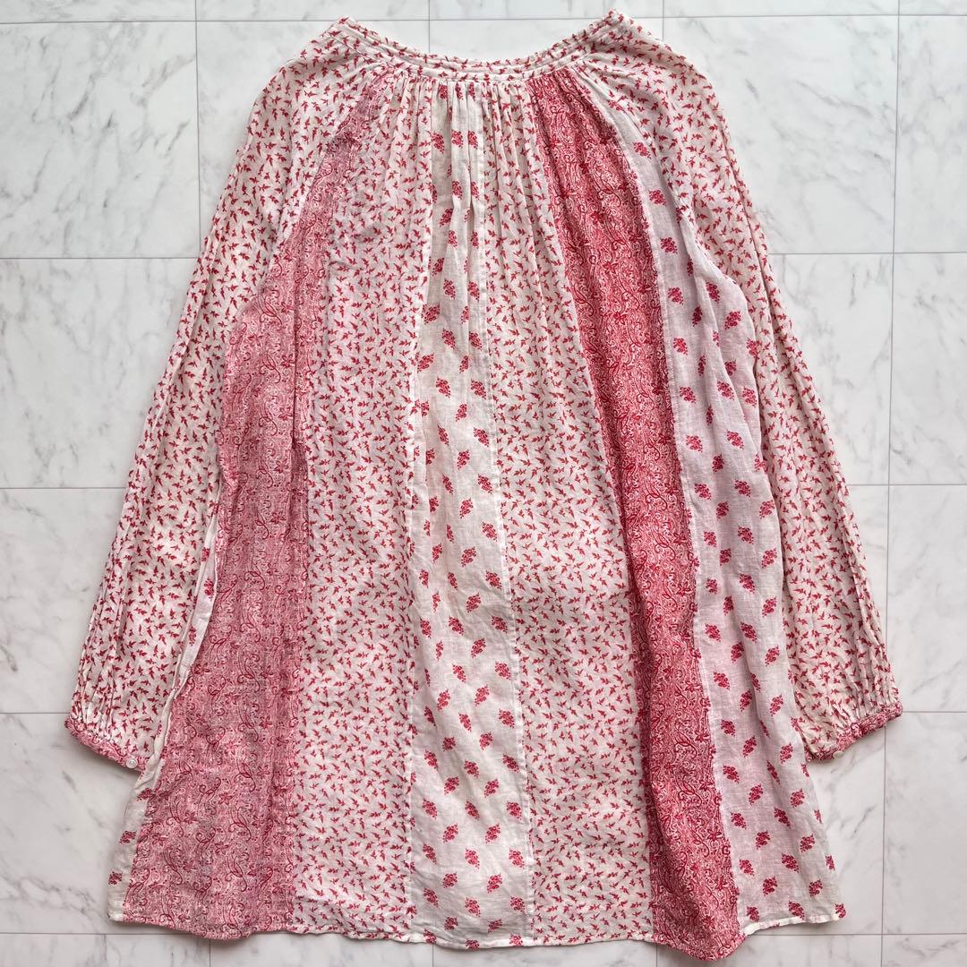 45R 小花柄 ×ペイズリー柄　パッチワーク チュニック コットン　日本製