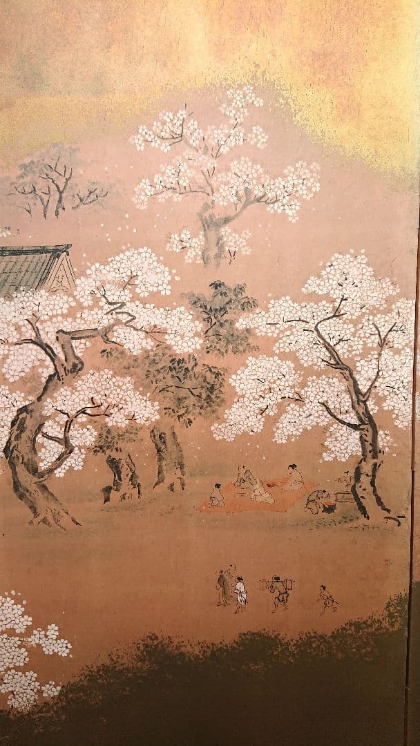 稀少 狩野常信筆 『芳野図屏風』 屏風 二枚折 フランクリン画廊 限定複製画