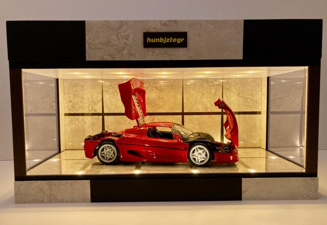 1/18展示可・ベージュ大理石・ディスプレーBOX/ LED20灯・ネオジオラマ