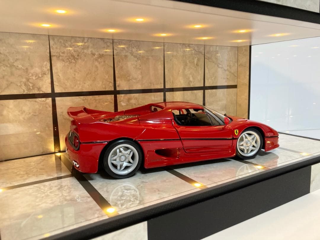 1/18展示可・ベージュ大理石・ディスプレーBOX/ LED20灯・ネオジオラマ