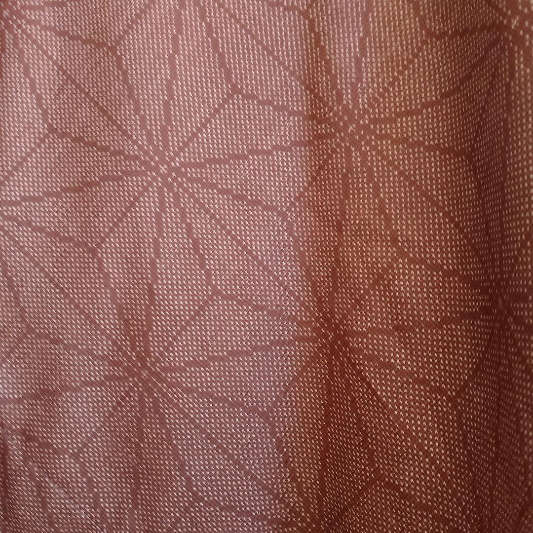 着物リメイク✤大島紬フレアーワンピース✤レンガ色正絹ストールリボン2本付き